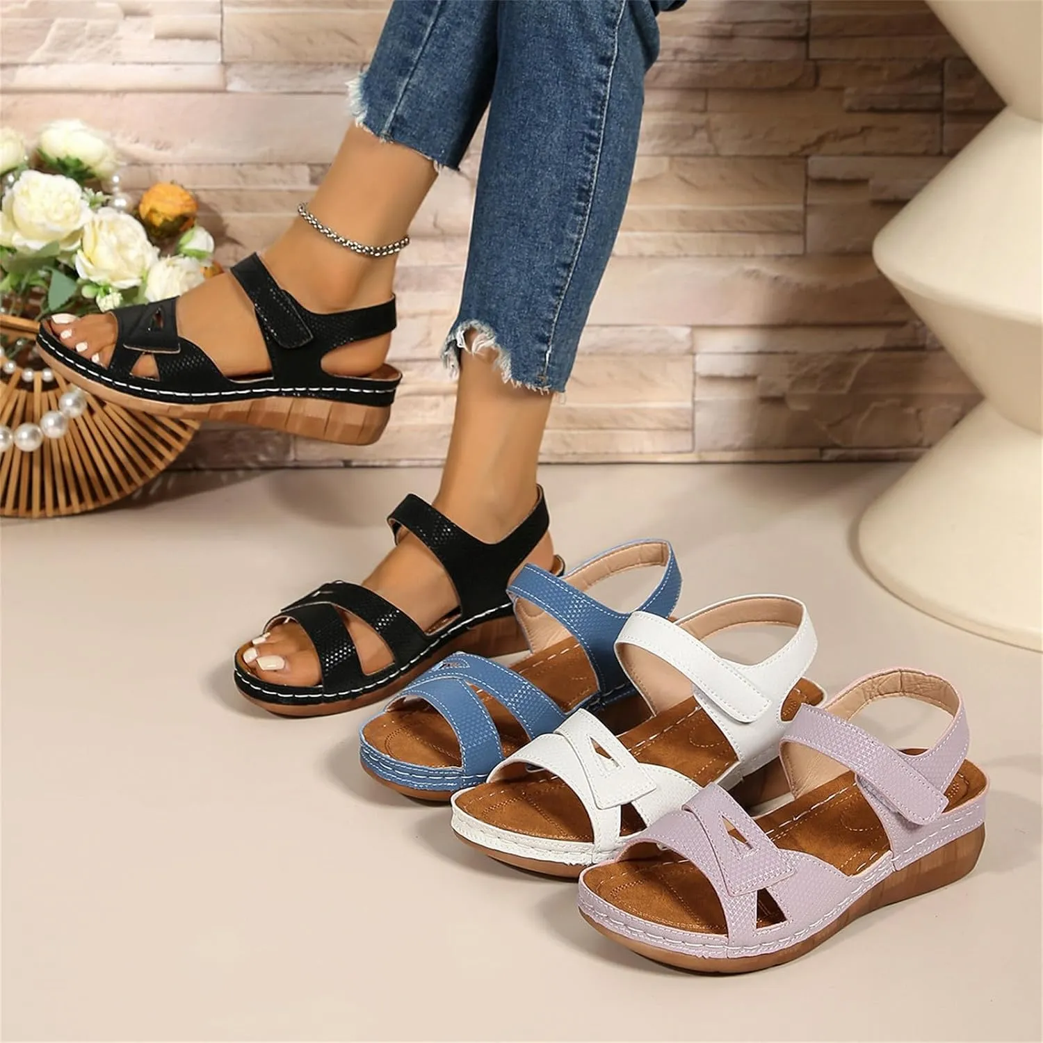 orthopedic sandals for women 2025 Trendy comfortable womens wedge sandal Summer Casual Arch support Slip on Shoes