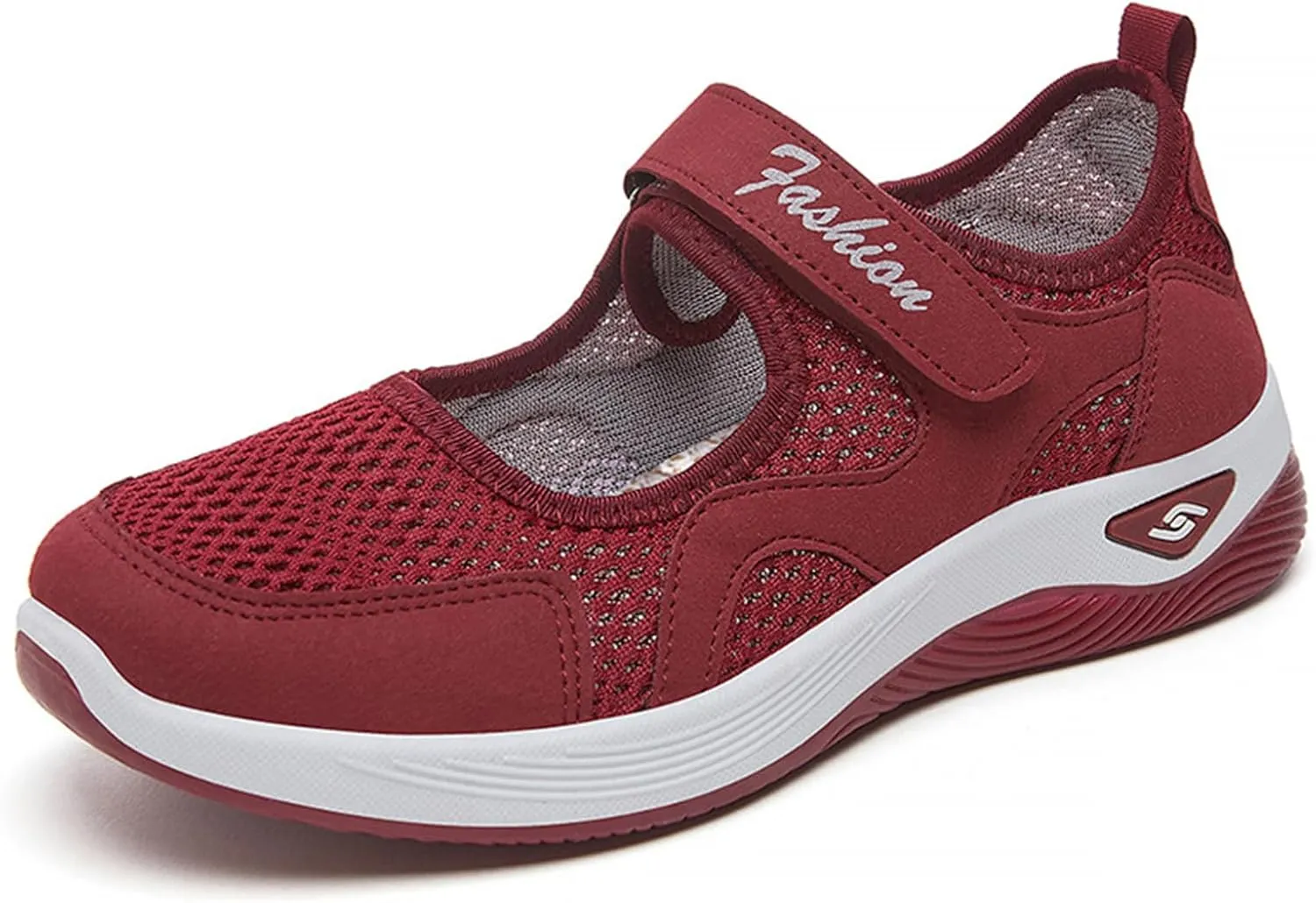Orthopedic Shoes for Women Non Slip Arch Support Sneakers Mesh Hollow Out Breathable Walking Sneakers Comfortable Adjustable Mary Jane Shoes Lightweight Working Nurse Shoe