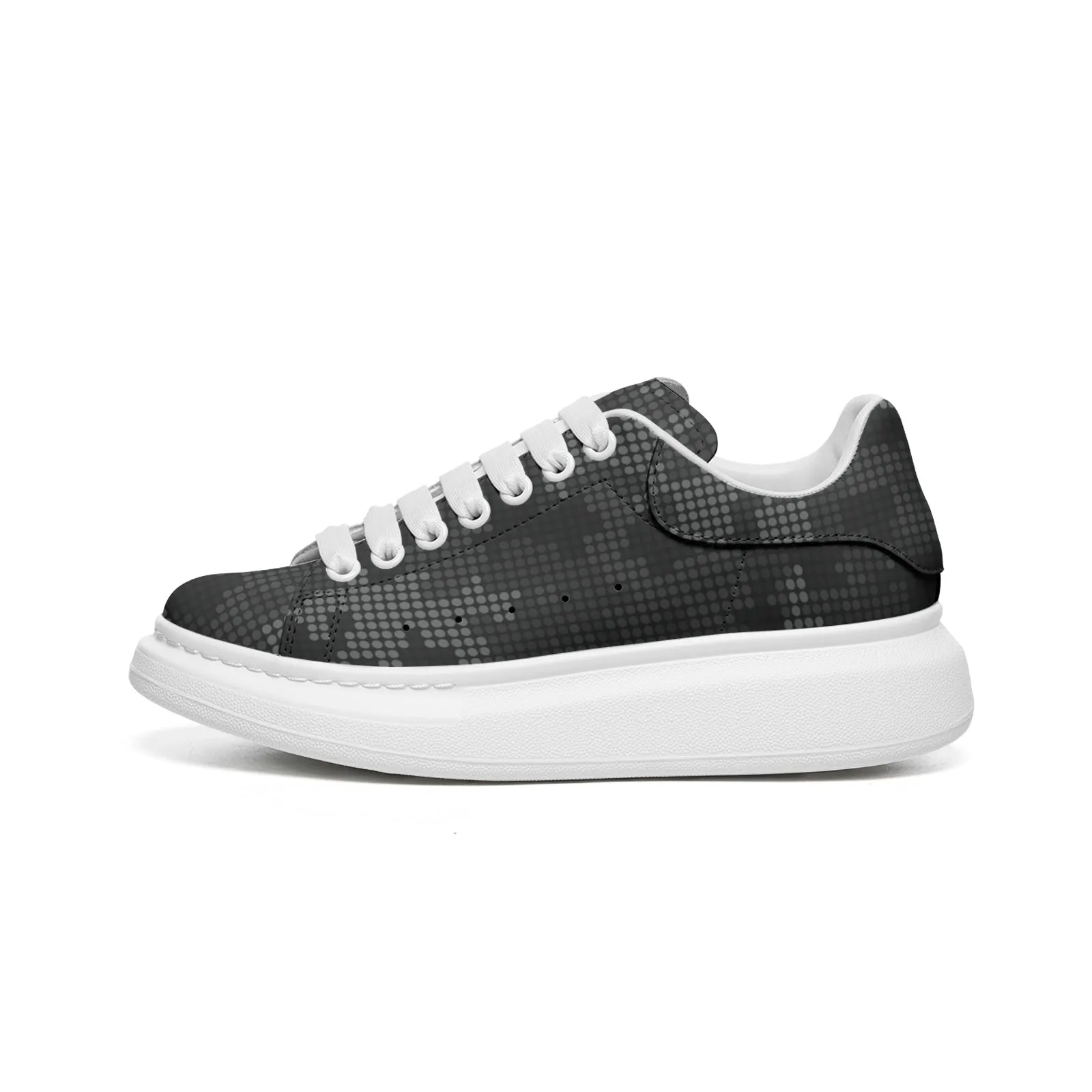 Oversized McQueen Style Sneakers | Stylish Black Pixel Camouflage