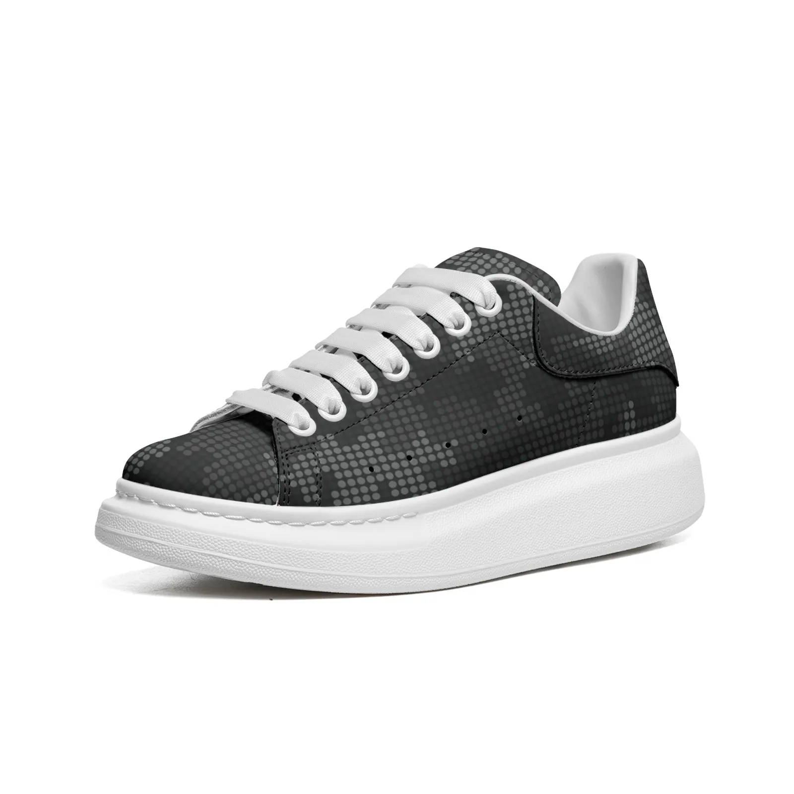 Oversized McQueen Style Sneakers | Stylish Black Pixel Camouflage