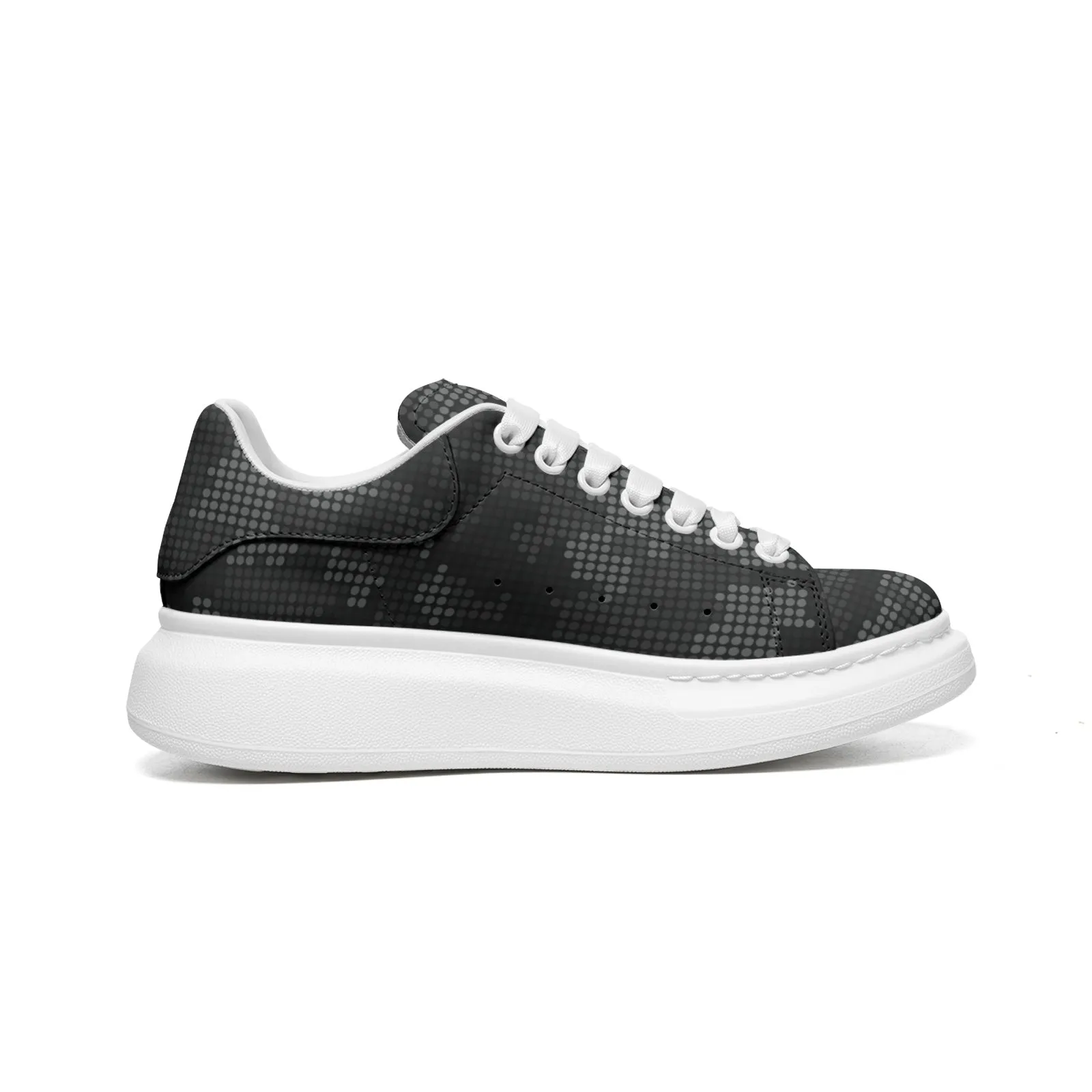 Oversized McQueen Style Sneakers | Stylish Black Pixel Camouflage