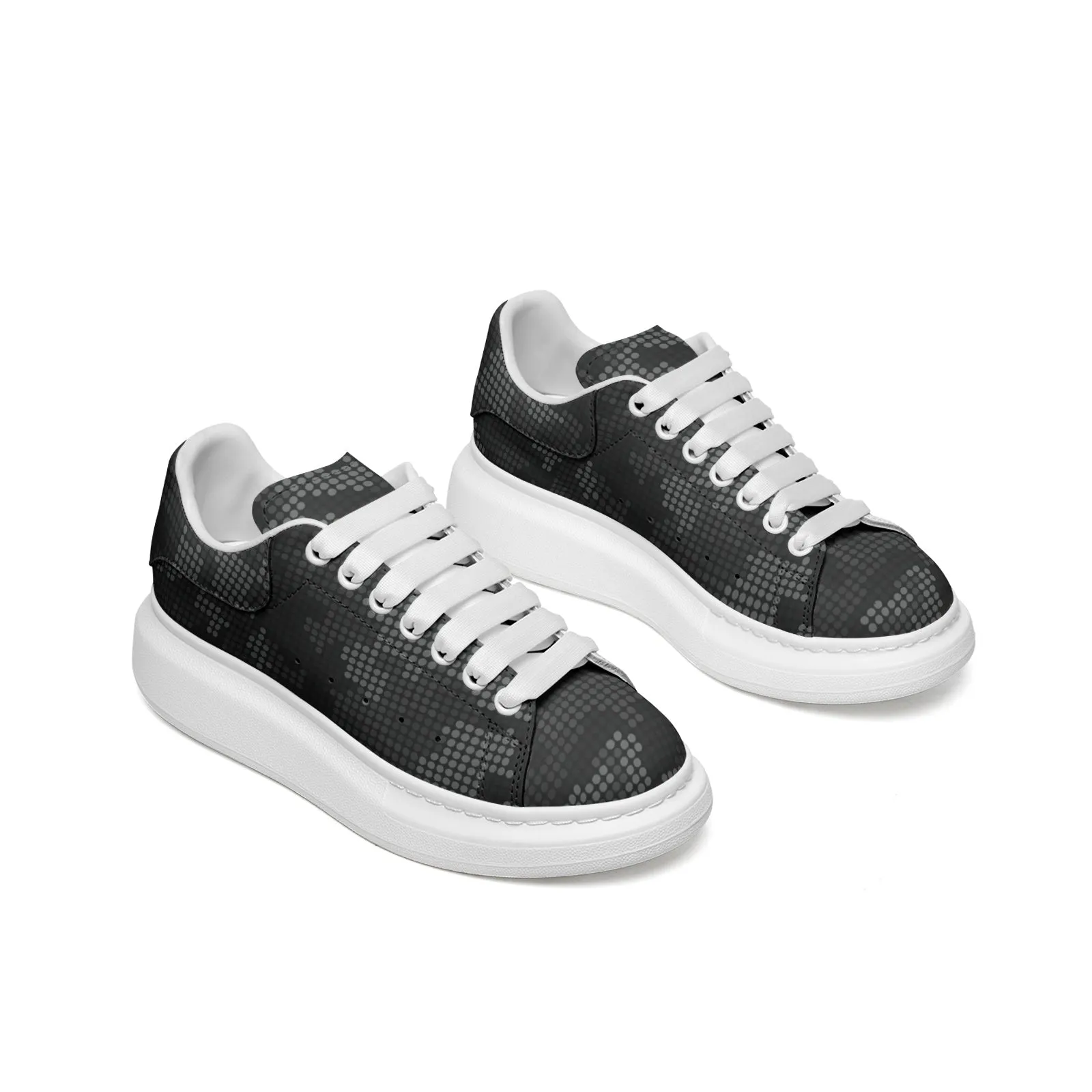 Oversized McQueen Style Sneakers | Stylish Black Pixel Camouflage