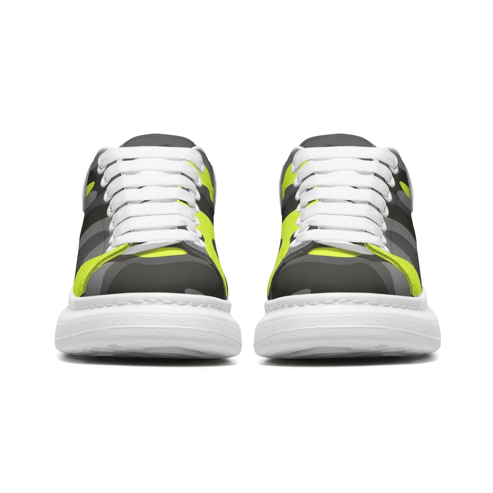 Oversized McQueen Style Sneakers | Yellow, Black, and Gray Camouflage