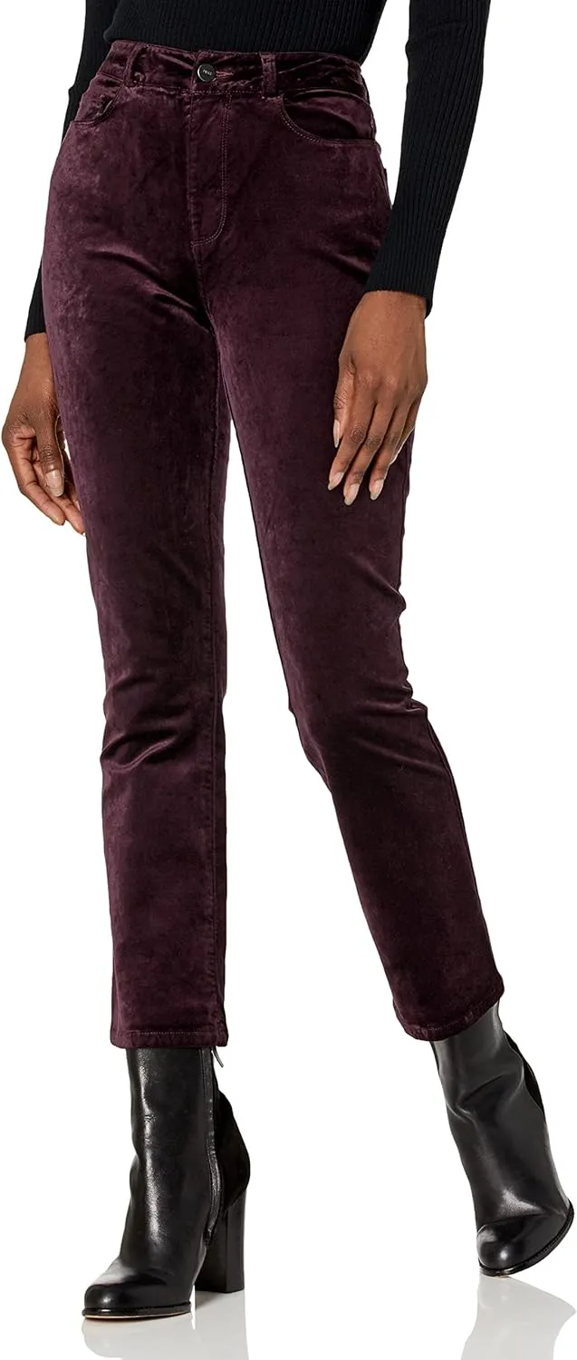 PAIGE Women's Flaunt Femme High Rise Cropped Mini Boot in Black Cherry