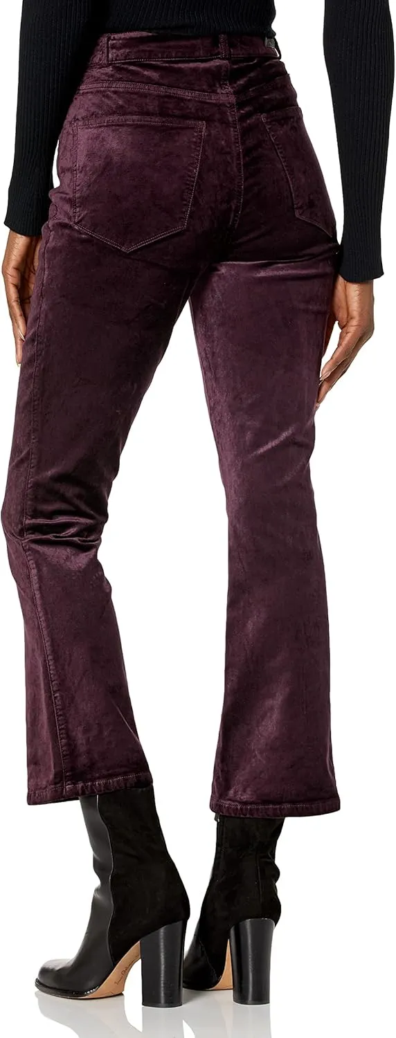 PAIGE Women's Flaunt Femme High Rise Cropped Mini Boot in Black Cherry