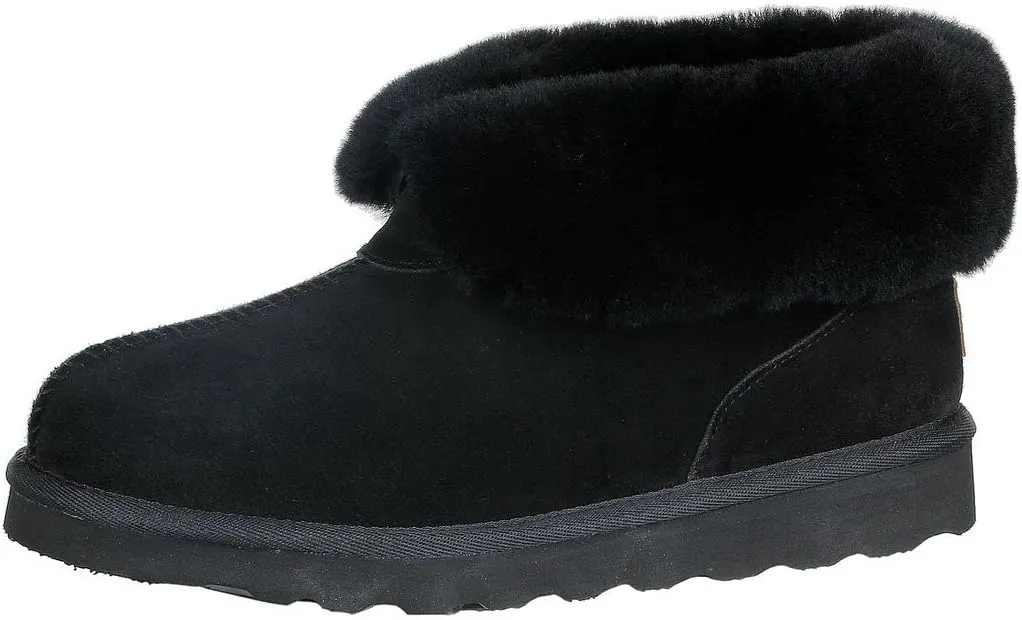 PAMIR Women's Sheepskin Boot Slippers Indoor Outdoor Ankle Booties with Memory Foam