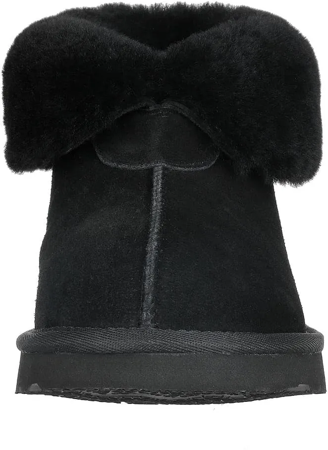 PAMIR Women's Sheepskin Boot Slippers Indoor Outdoor Ankle Booties with Memory Foam