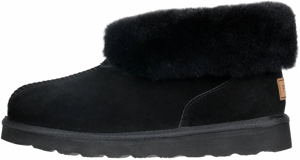 PAMIR Women's Sheepskin Boot Slippers Indoor Outdoor Ankle Booties with Memory Foam