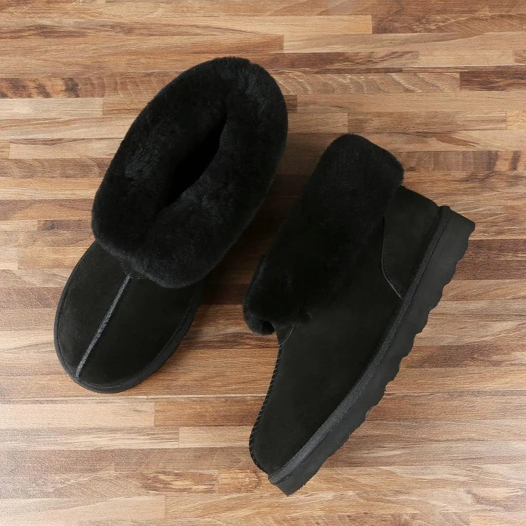PAMIR Women's Sheepskin Boot Slippers Indoor Outdoor Ankle Booties with Memory Foam