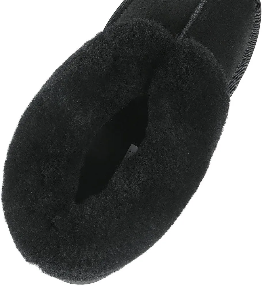 PAMIR Women's Sheepskin Boot Slippers Indoor Outdoor Ankle Booties with Memory Foam