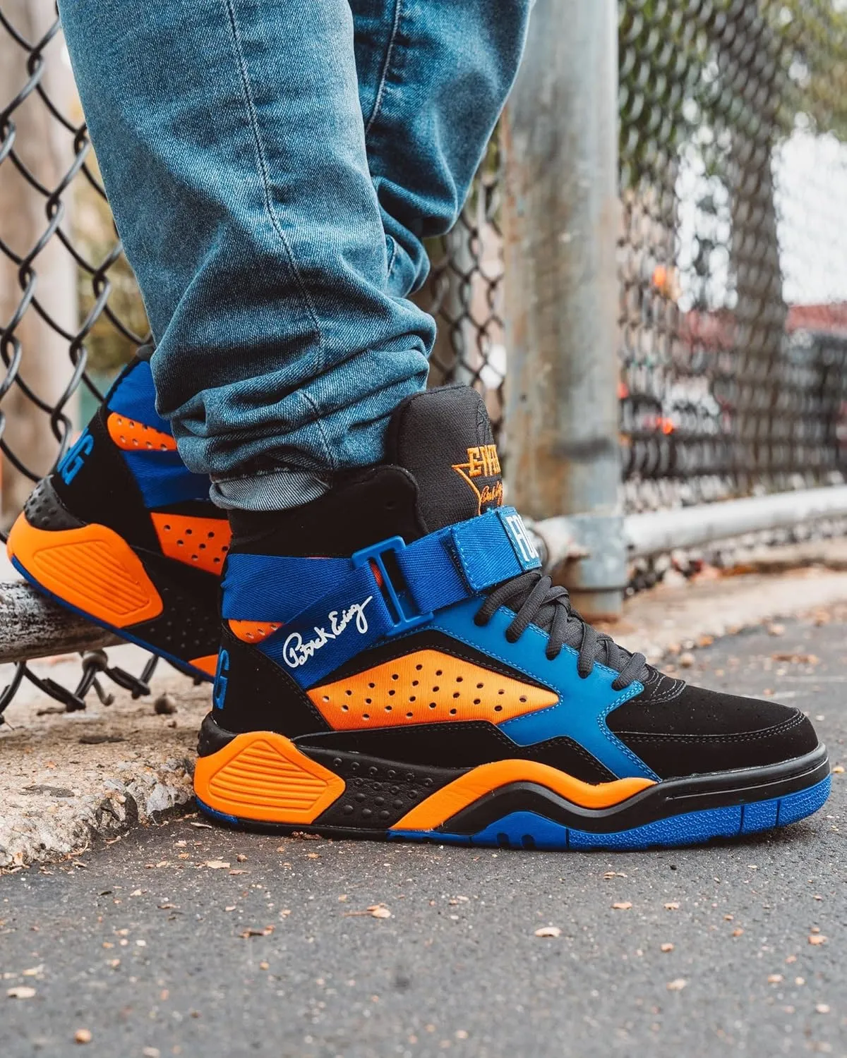 PATRICK EWING Athletics Focus Black Orange Blue OG – Retro High-Top Basketball Sneakers