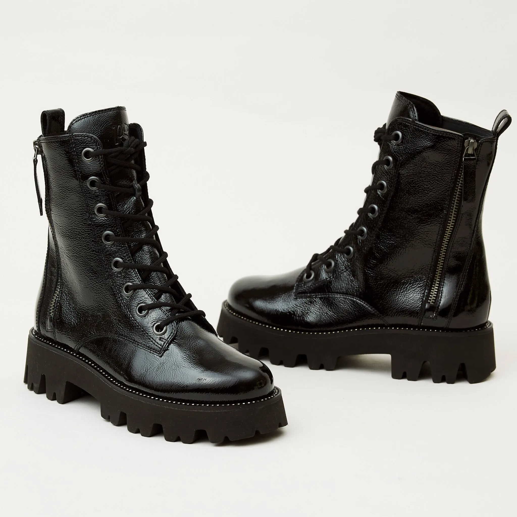 Paul Green Black Patent Leather Ankle Boots