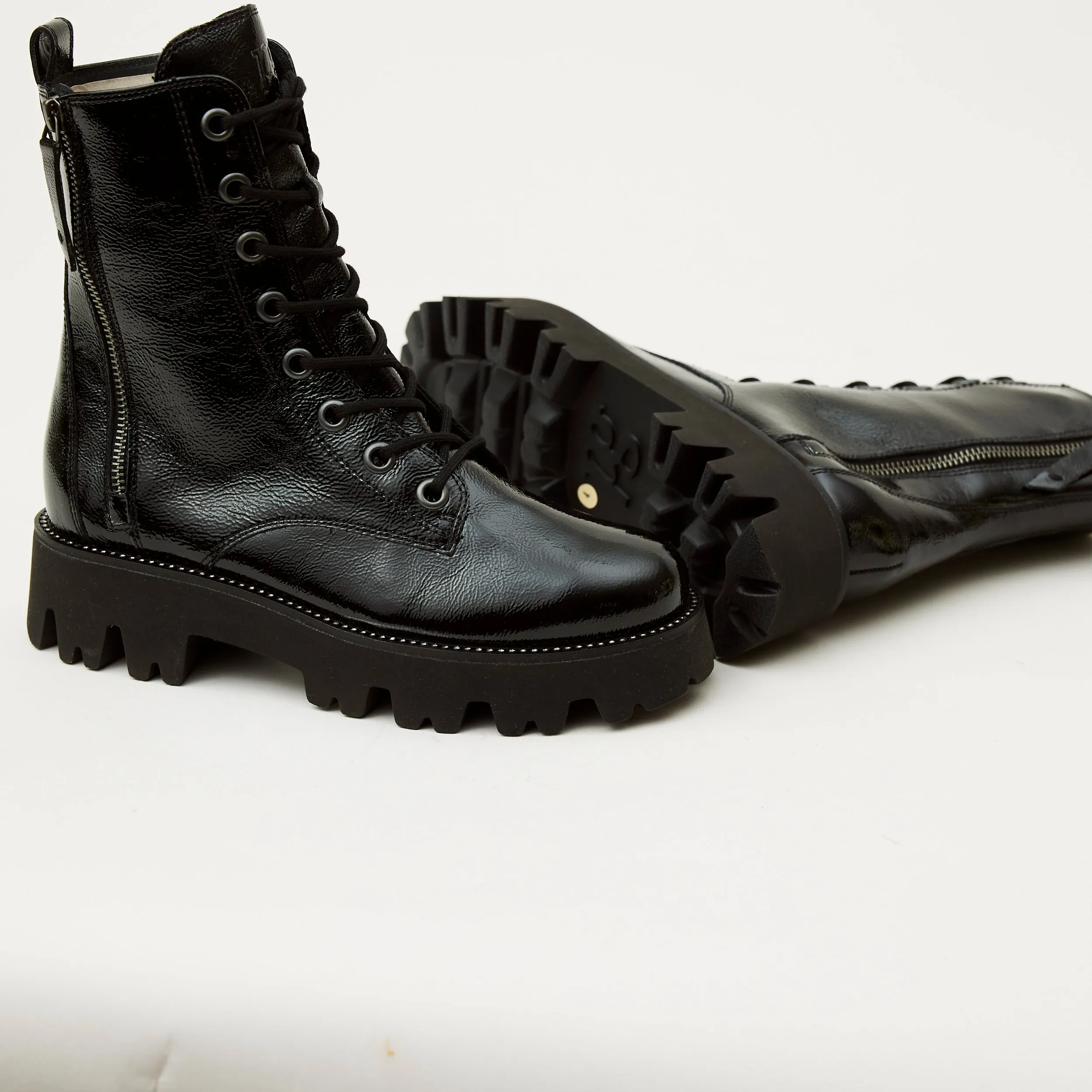 Paul Green Black Patent Leather Ankle Boots