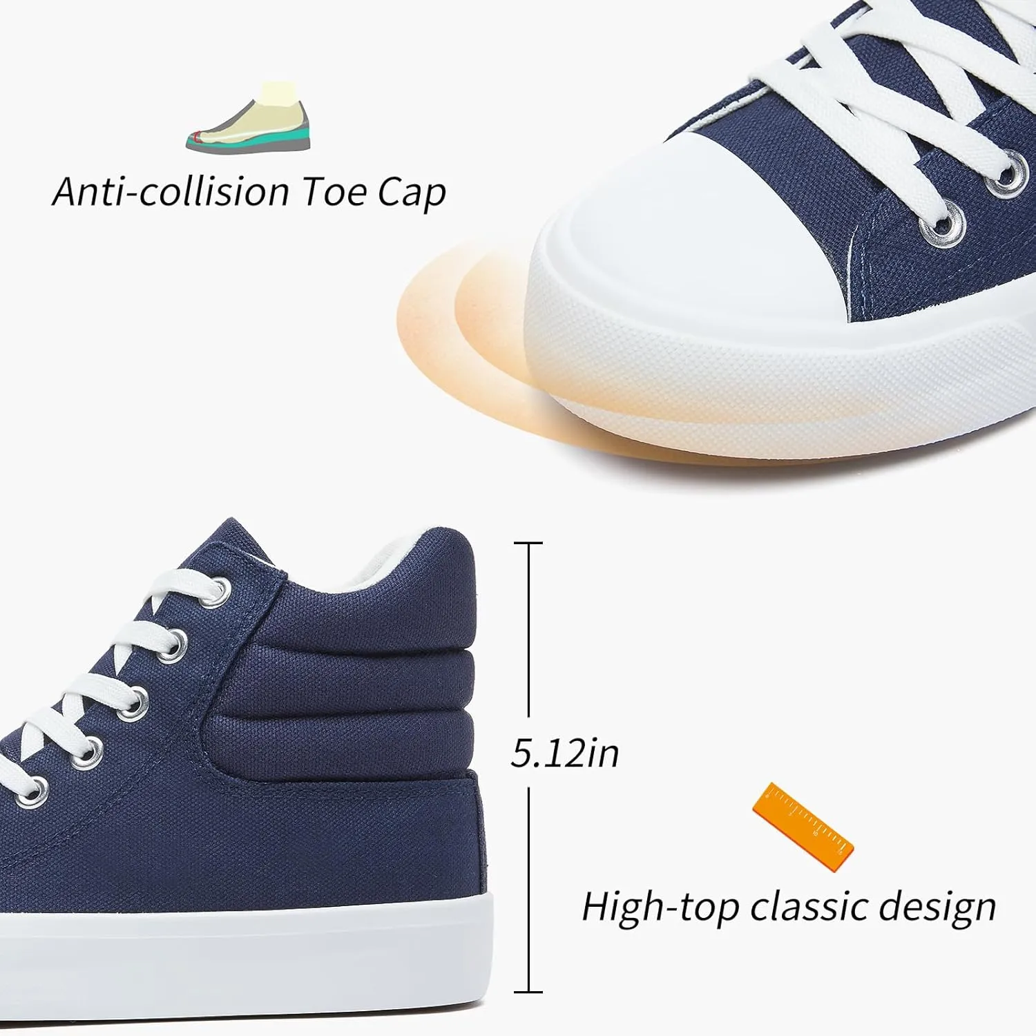 POVOGER High Top Sneakers for Women White Womens High Tops Canvas Shoes Black Fashion Sneakers Casual Lace up Tennis Shoes