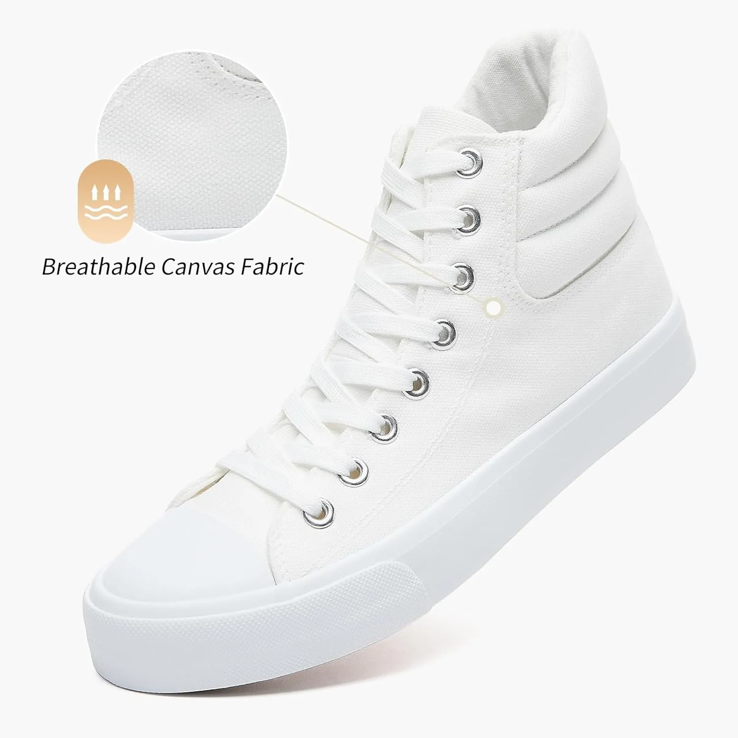 POVOGER High Top Sneakers for Women White Womens High Tops Canvas Shoes Black Fashion Sneakers Casual Lace up Tennis Shoes