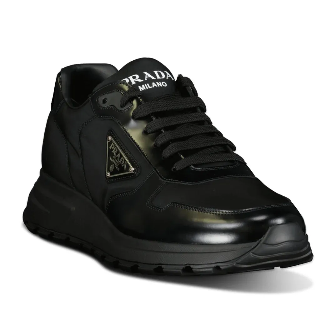 Prada Prax 01 Re-Nylon Leather Sneakers All Black