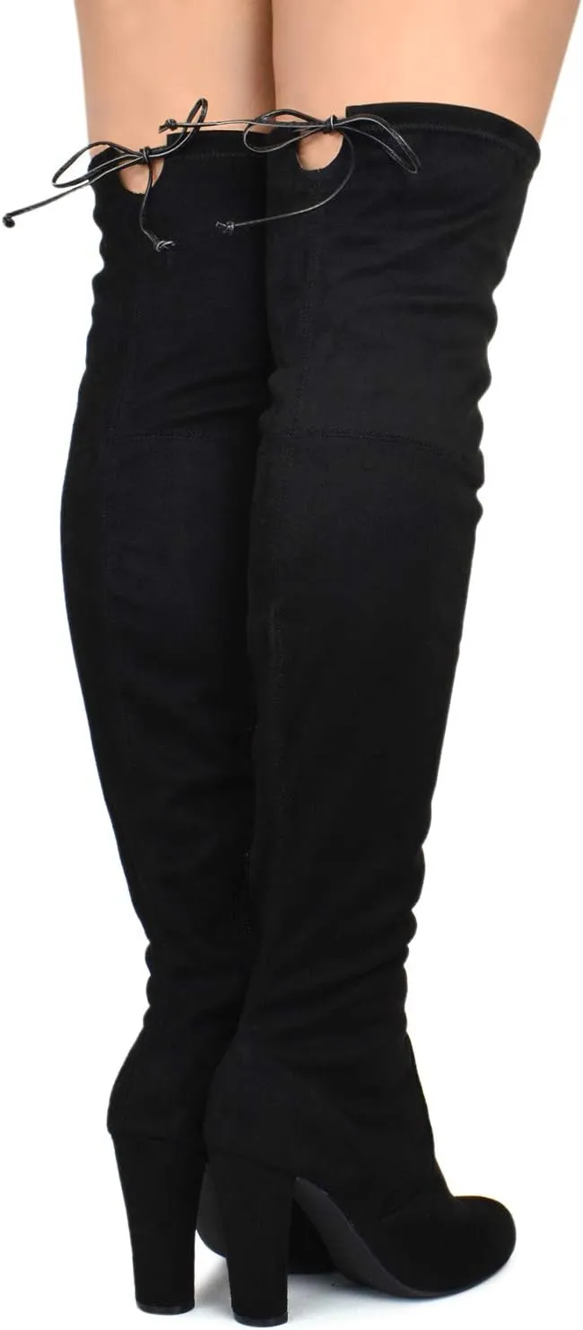Premier Standard Women's Over The Knee Boot - Sexy Over The Knee Pullon Boot - Trendy Low Block Heel Shoe - Comfortable Boot