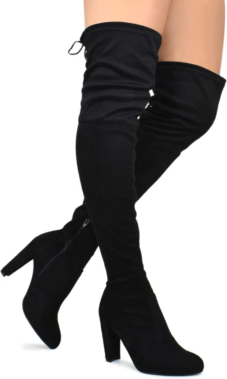 Premier Standard Women's Over The Knee Boot - Sexy Over The Knee Pullon Boot - Trendy Low Block Heel Shoe - Comfortable Boot