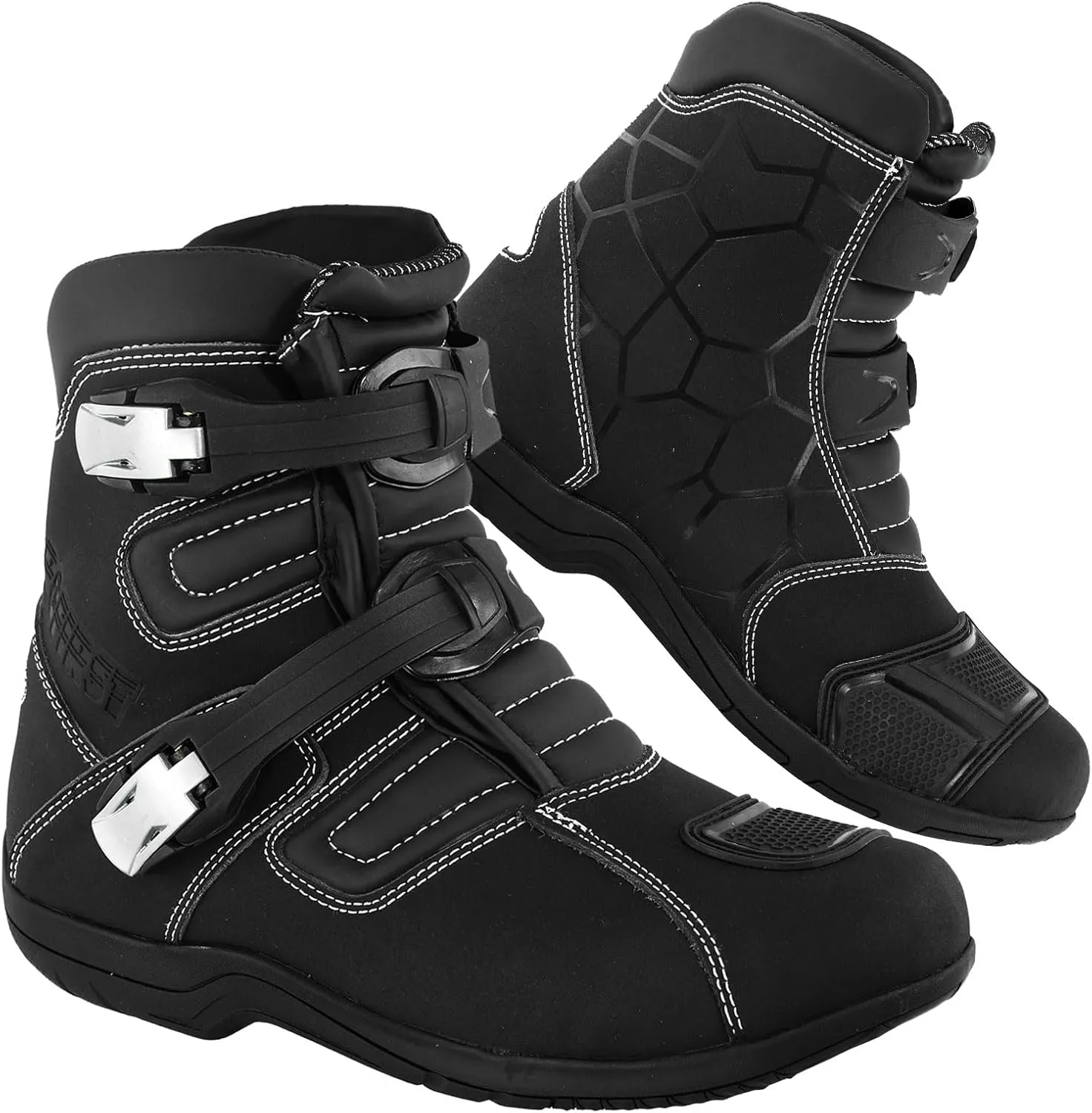 PROFIRST Mens Fashion Motorcycle/Motorbike CE Amour Boots Anti Slip Rubber Soul Crash Protection Protective Waterproof Leather Stylish short Ankle Racing Adventure Off Road Touring Sports Safety Shoes