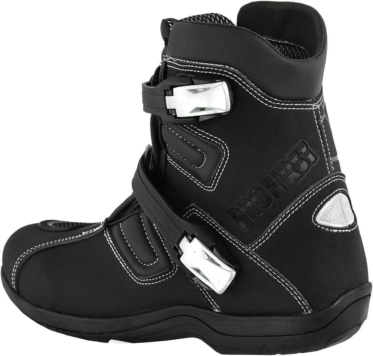 PROFIRST Mens Fashion Motorcycle/Motorbike CE Amour Boots Anti Slip Rubber Soul Crash Protection Protective Waterproof Leather Stylish short Ankle Racing Adventure Off Road Touring Sports Safety Shoes