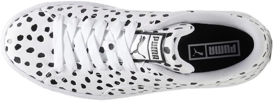 Puma Womens Basket Dalmatian Polka Dot Lace Up Sneakers Shoes Casual - Black, White