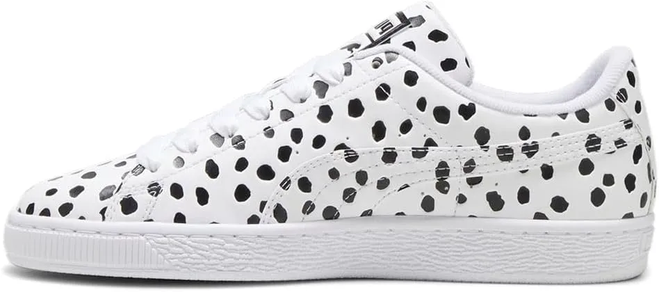 Puma Womens Basket Dalmatian Polka Dot Lace Up Sneakers Shoes Casual - Black, White