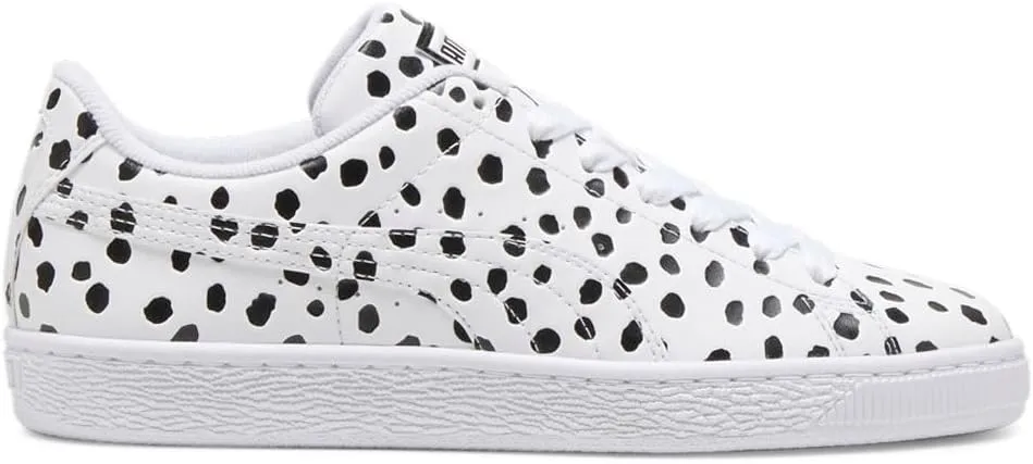 Puma Womens Basket Dalmatian Polka Dot Lace Up Sneakers Shoes Casual - Black, White