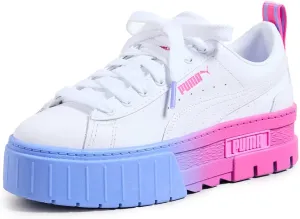 PUMA Women's Mayze Fade Sneakers, White/Pink/Elektro/Purple, 7 Medium US
