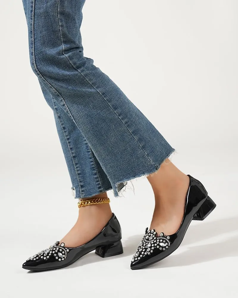 Pumps Shoes Women Rhinestone Pointed Head Pumps Comfortable Soft Memory Foam Insole Pumps Shoes for Women Comfortable Dress Shoes