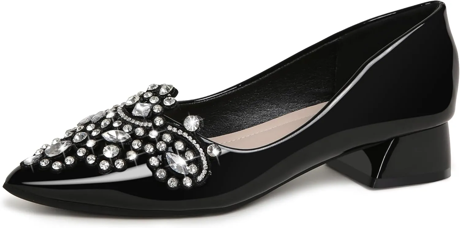Pumps Shoes Women Rhinestone Pointed Head Pumps Comfortable Soft Memory Foam Insole Pumps Shoes for Women Comfortable Dress Shoes