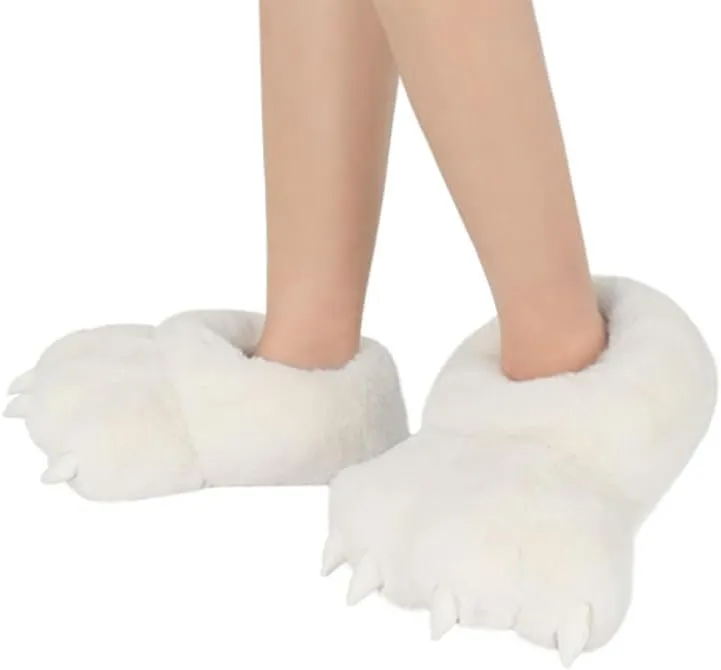 QinRuan Monster Paw Slippers, Fuzzy Animal Claw Comfortable Warm Plush Bear Paw Shoes