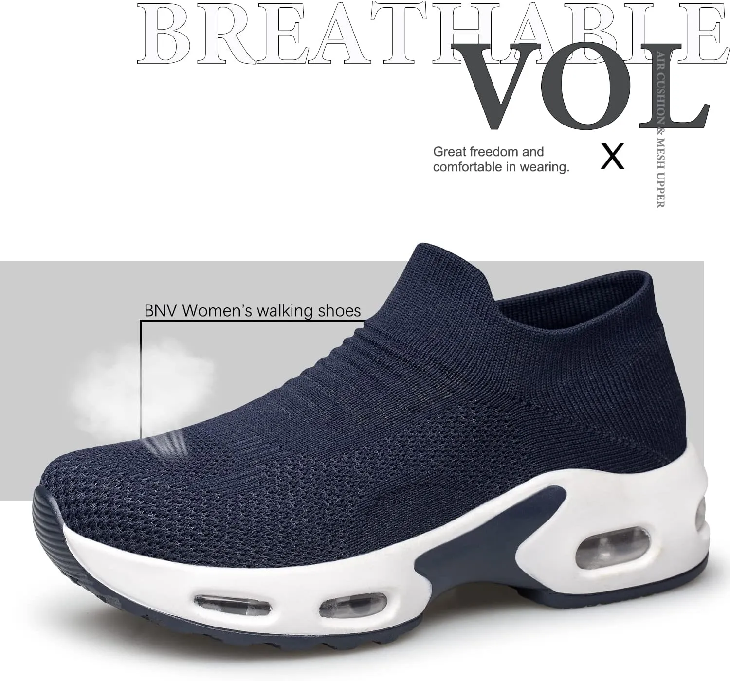 Raoendis Womens Walking Shoes - Sock Sneakers Daily Casual Shoes Slip on Comfortable Nursing Work Shoes