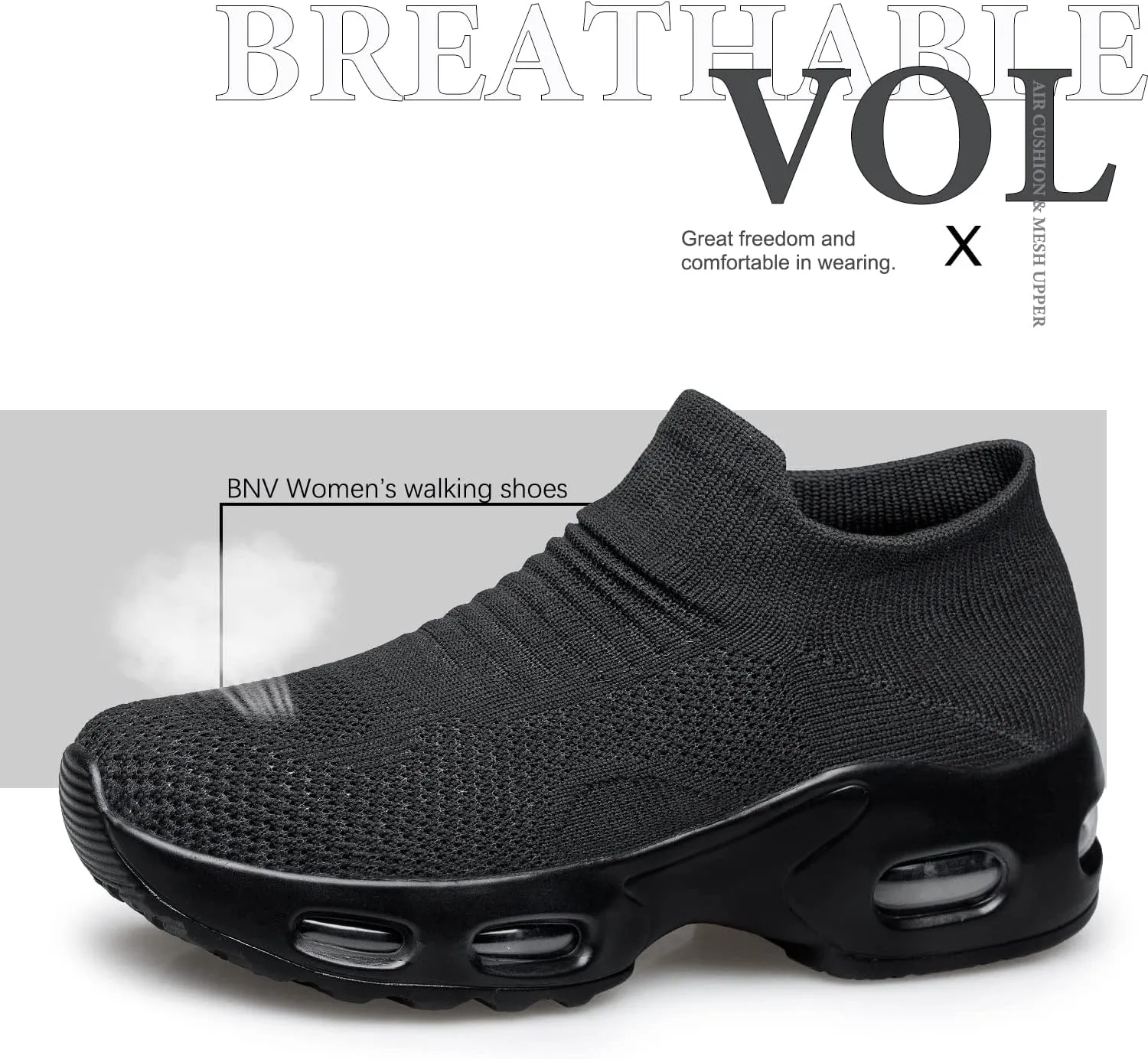 Raoendis Womens Walking Shoes - Sock Sneakers Daily Casual Shoes Slip on Comfortable Nursing Work Shoes