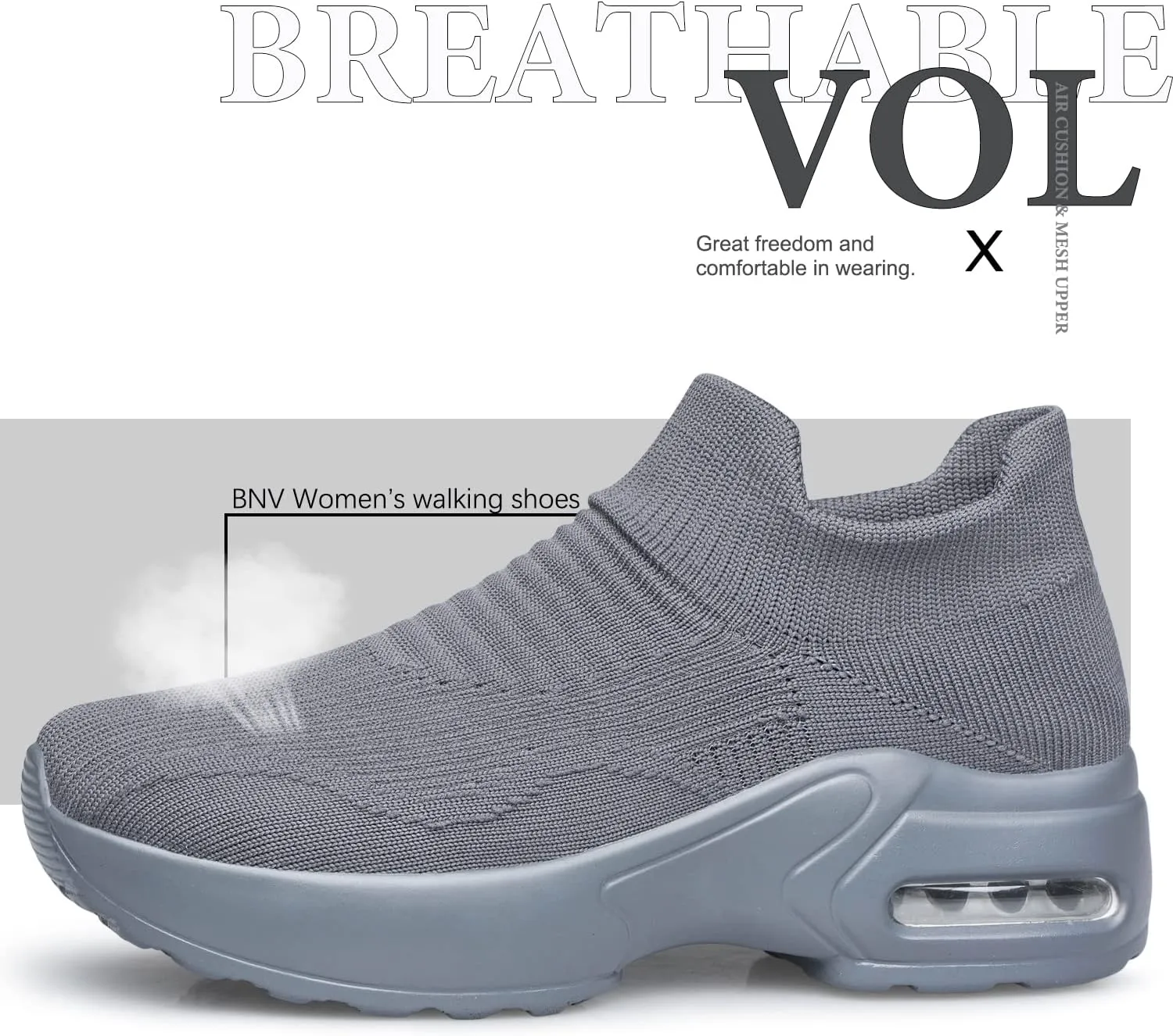 Raoendis Womens Walking Shoes - Sock Sneakers Daily Casual Shoes Slip on Comfortable Nursing Work Shoes