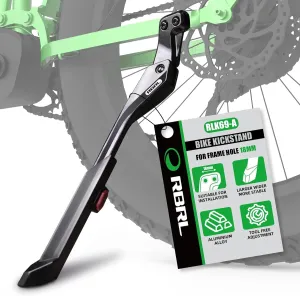 RBRL Bike Kickstand, 18 mm Hole Spacing Adjustable Bike Stand, Aluminum Alloy Heavy Duty, Non-Slip Bicycle Stand, Adjustable for 24-29 inch Mountain Bike, Road Bike, E-Bike
