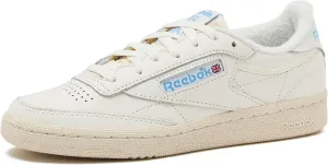 Reebok Club C 85 Vintage Tennis Sneakers, Casual White Womens Shoes, Chalk/Alabaster/Sky Blue, 6