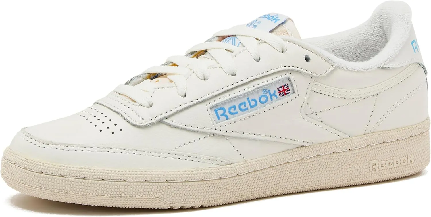 Reebok Club C 85 Vintage Tennis Sneakers, Casual White Womens Shoes, Chalk/Alabaster/Sky Blue, 6