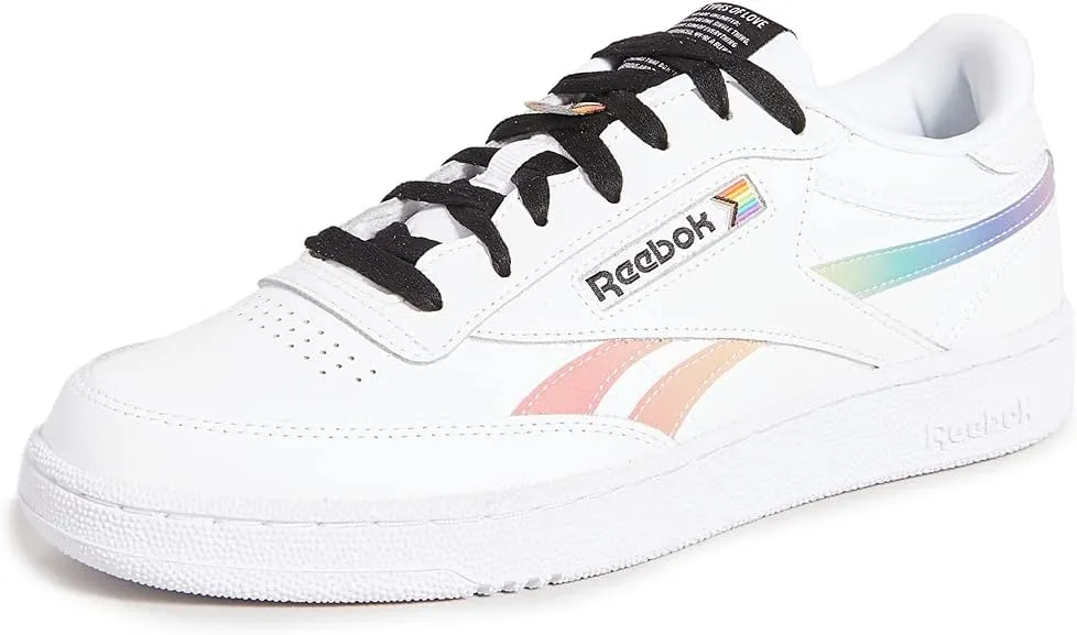 Reebok Men's Club C Revenge Pride Sneakers, White/White/Black, 13 Medium US
