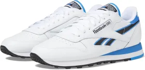 Reebok Unisex Classic Leather Sneakers Legacy, White/Kinetic Blue/Black, 3.5 US Men