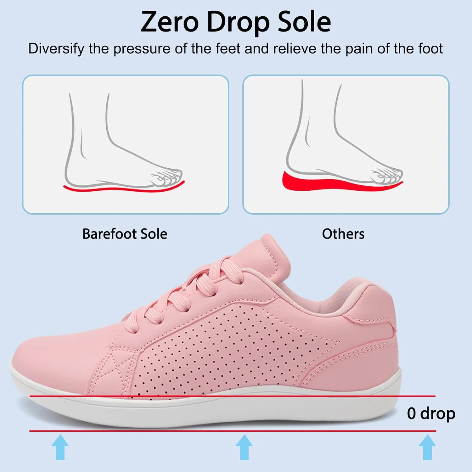 relxfeet Women's Minimalist Barefoot Shoes Zero Drop Walking Shoes Lightweight Fashion Sneakers Wide Toe Box