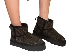 RHINESTONED PLATFORM ANKLE BOOT WITH FUZZY INSIDE JORY-01