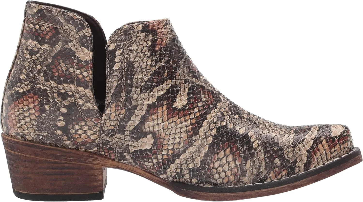 ROPER Womens Ava Embroidered Snip Toe Casual Boots Ankle Low Heel 1-2" - Brown
