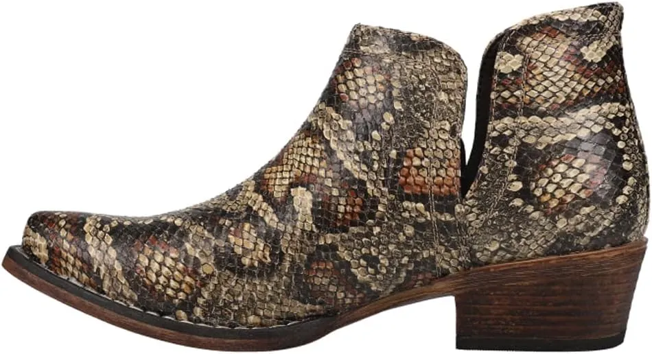 ROPER Womens Ava Embroidered Snip Toe Casual Boots Ankle Low Heel 1-2" - Brown