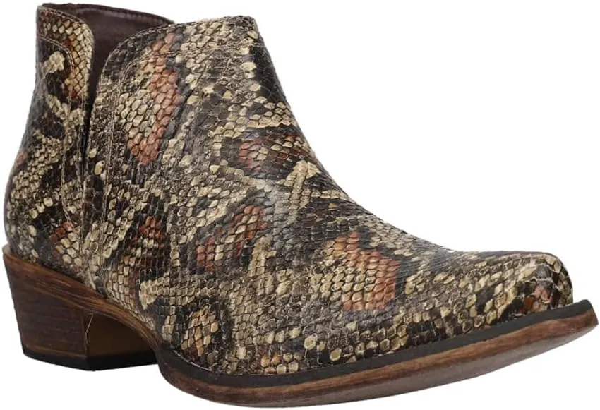 ROPER Womens Ava Embroidered Snip Toe Casual Boots Ankle Low Heel 1-2" - Brown