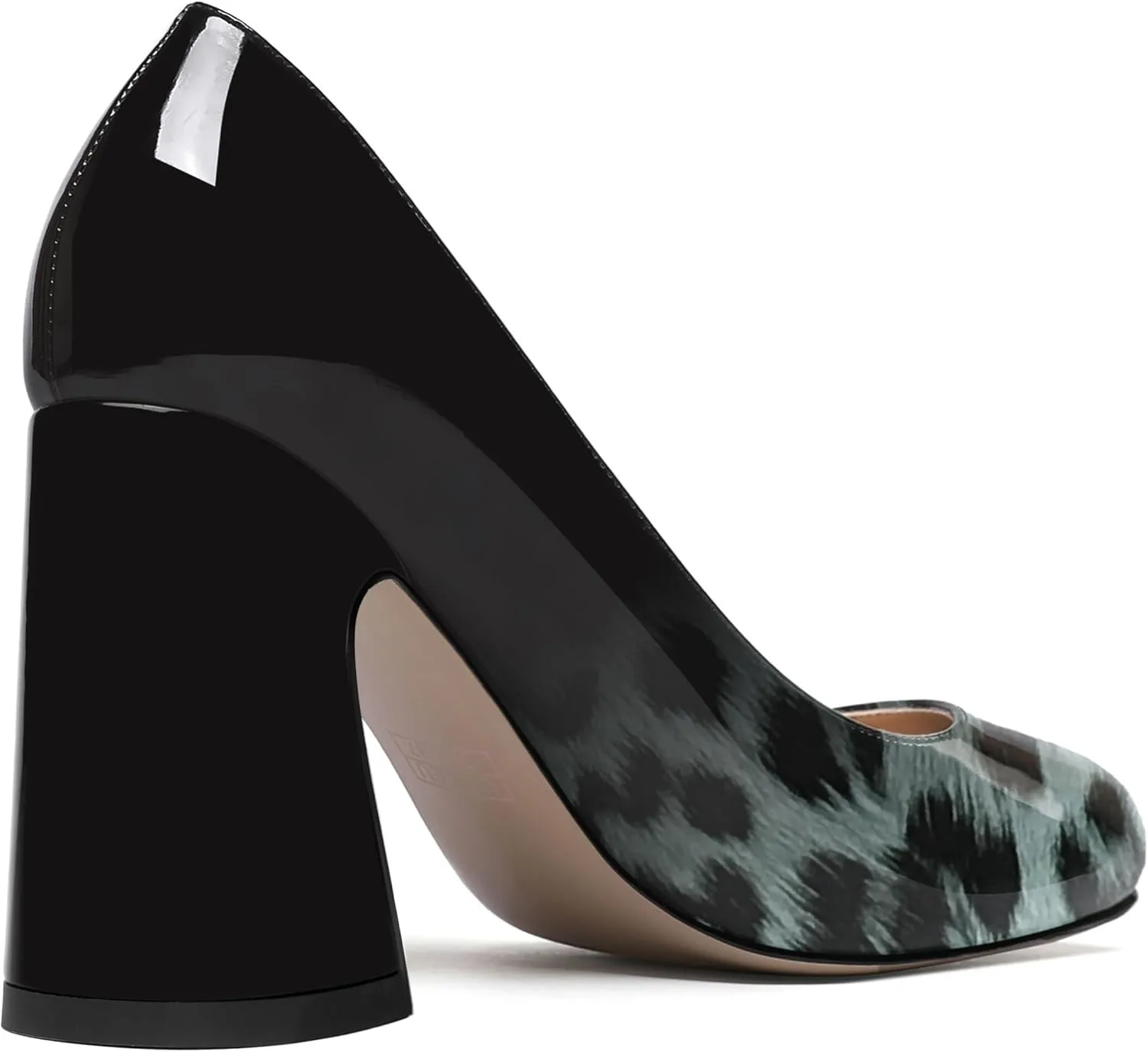 ROSERWISH Womens Comfortable Fashion Patent Party Slip On Round Toe Block High Heel Pumps Shoes 3.3 Inch