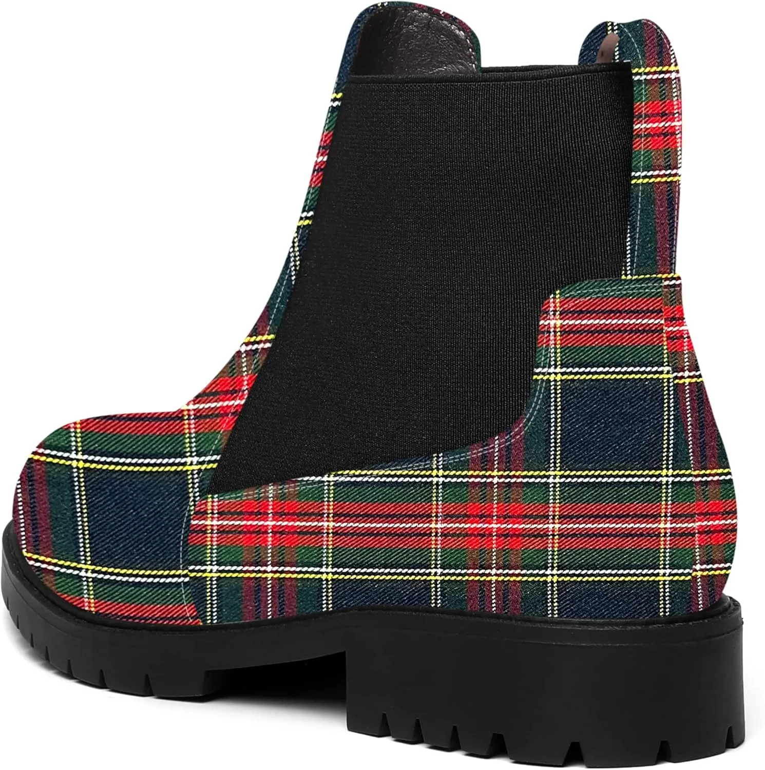 ROSERWISH Womens Fashion Casual Comfortable Round Toe Elastic Patent Chunky Low Heel Ankle High Boots 1 Inch