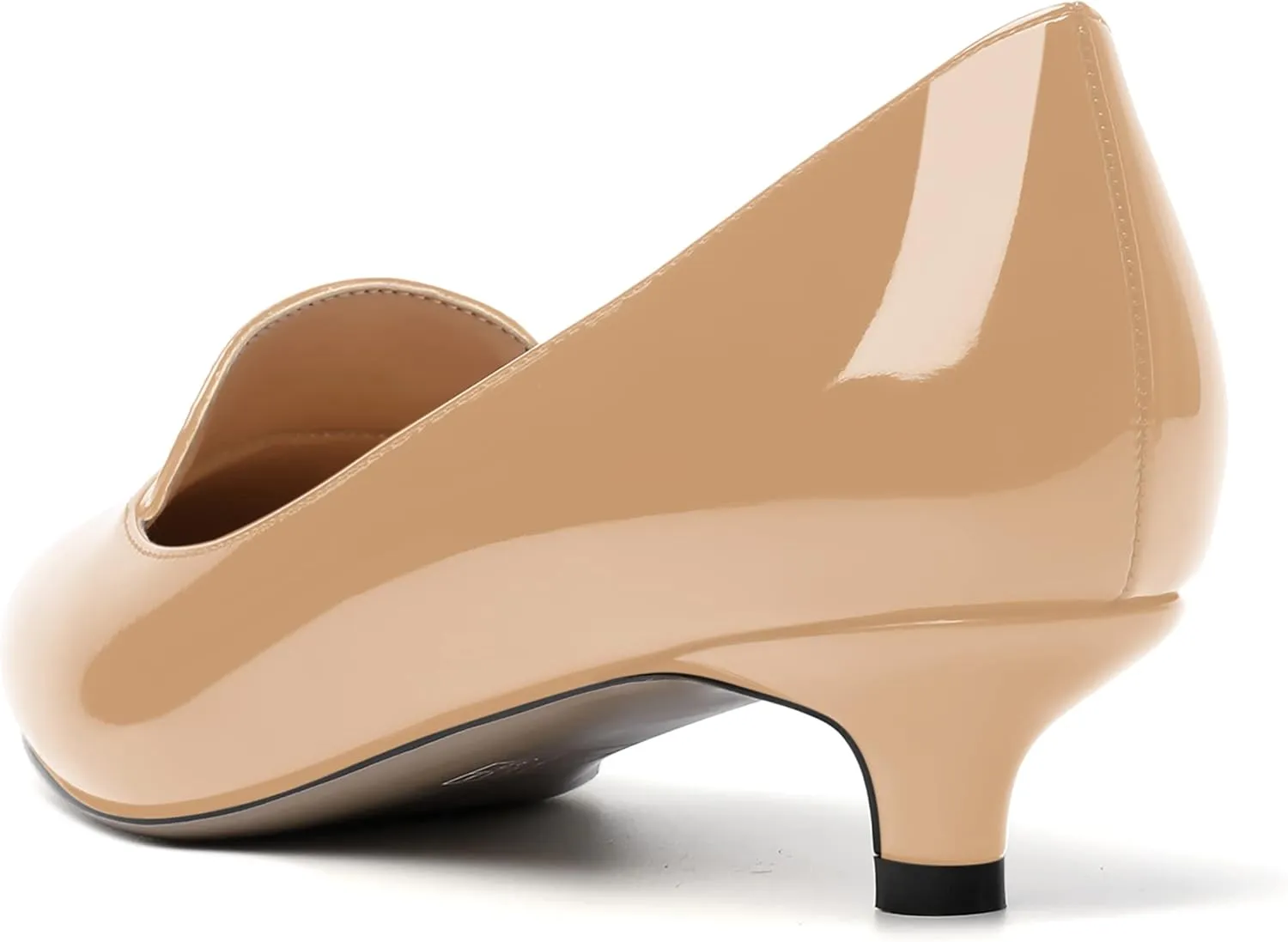 ROSERWISH Womens Office Slip On Pointed Toe Patent Casual Work Kitten Low Heel Pumps Dress Shoes 1.5 Inch
