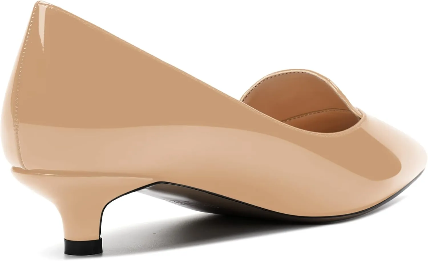 ROSERWISH Womens Office Slip On Pointed Toe Patent Casual Work Kitten Low Heel Pumps Dress Shoes 1.5 Inch