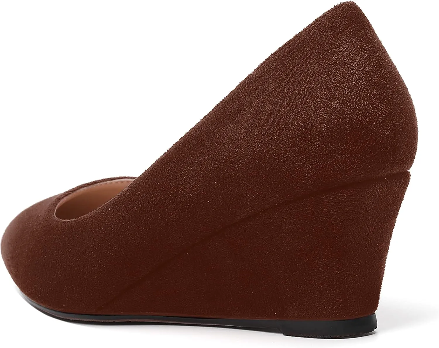 ROSERWISH Womens Wedding Pointed Toe Suede Fashion Slip On Comfortable Wedge Low Heel Pumps Dress Shoes 2 Inch