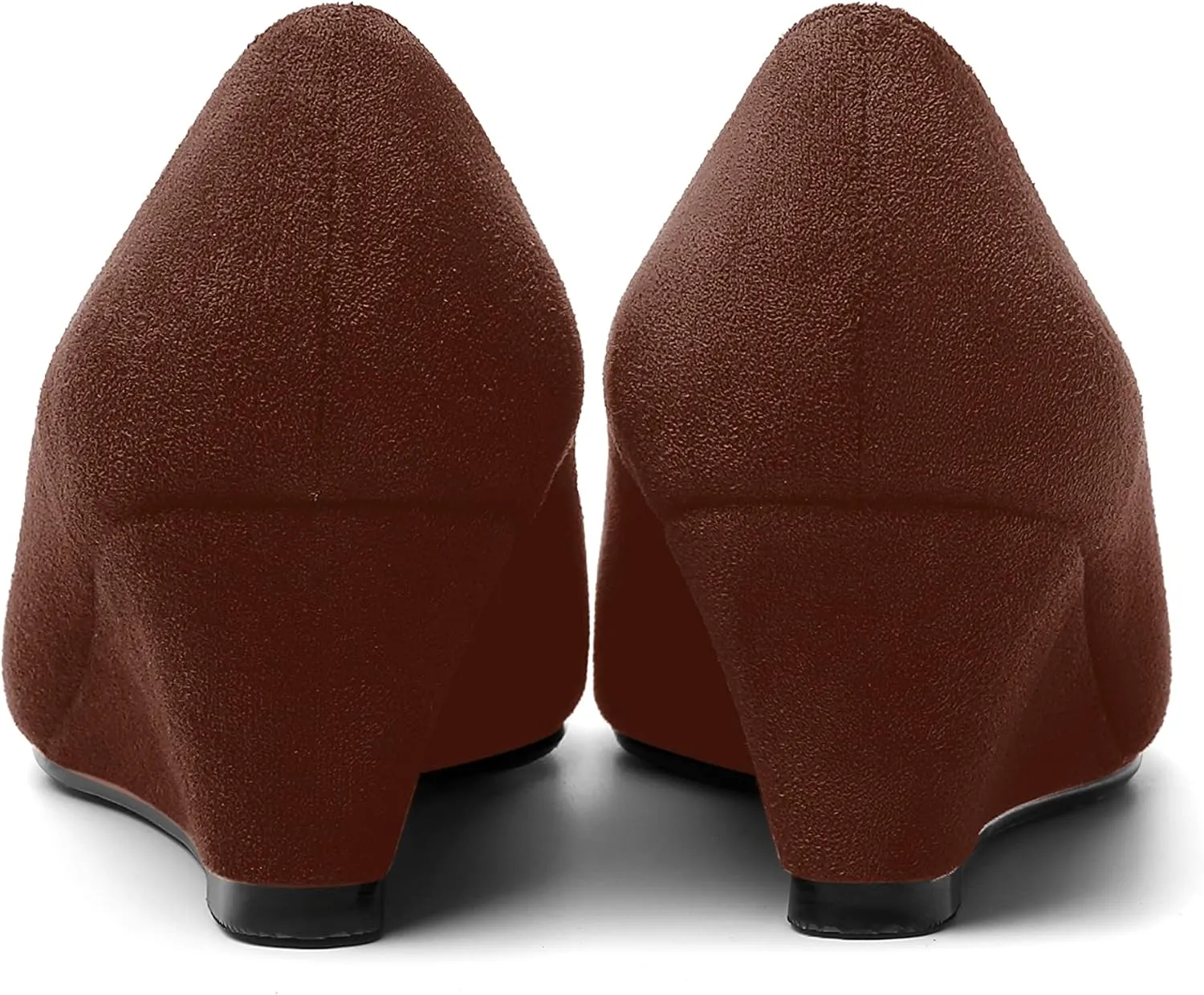 ROSERWISH Womens Wedding Pointed Toe Suede Fashion Slip On Comfortable Wedge Low Heel Pumps Dress Shoes 2 Inch